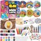 Kids Wooden Painting Kit Glow in The Dark Arts,200 PCS Wood Slice Natural Wood